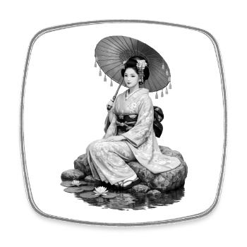 Geisha in kimono with umbrella - Square fridge magnet - white - Front