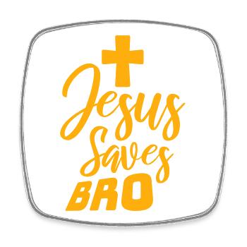 Jésus sauve un frère Dicton religieux drôle Logo de la foi - Magnet carré - blanc - Devant