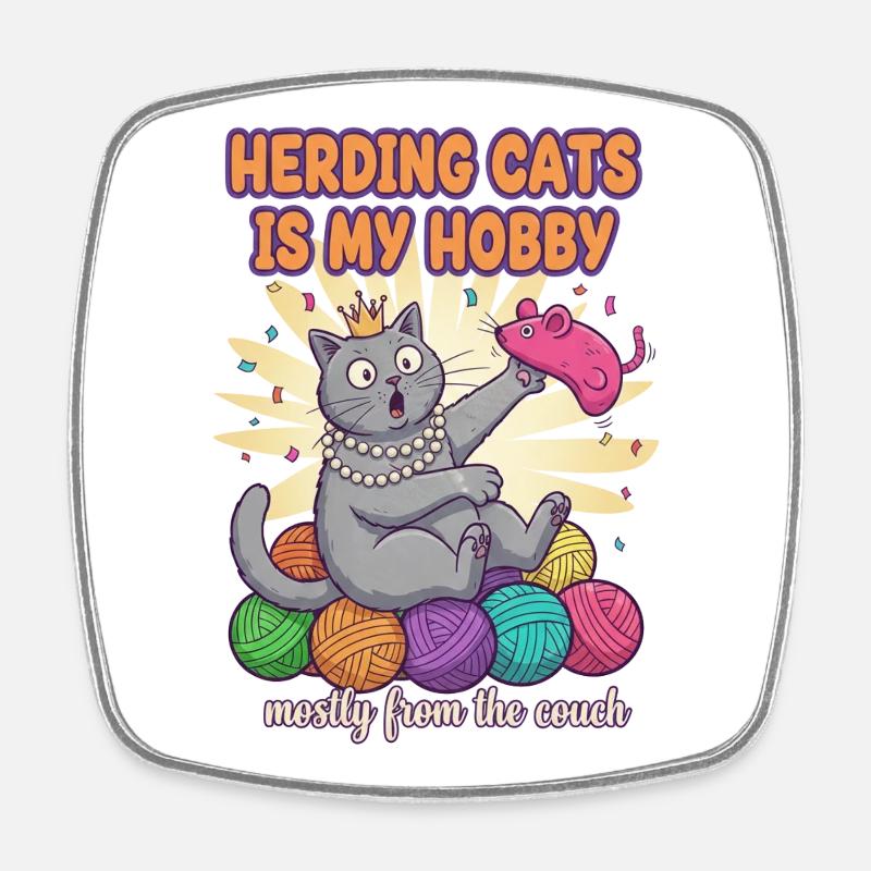 Garder des chats est mon passe-temps – design de chat drôle - Magnet carré - blanc