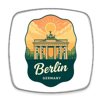 Badge de voyage rétro de Berlin Brandenburg Gate Allemagne - Magnet carré - blanc - Devant