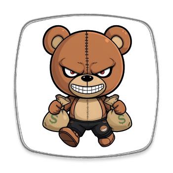 Money Bear Streetwear Design - Viereckiger Kühlschrankmagnet - Weiß - Vorne
