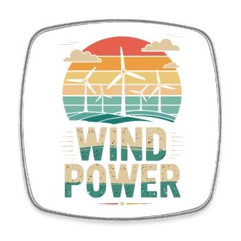 Wind Power Renewable Energy Wind Turbines - Square fridge magnet - white - Front