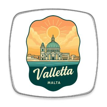 Badge de voyage Retro Sunset de Valletta Malta - Magnet carré - blanc - Devant