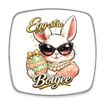 Eggstra Boujee Easter Bunny Easter - Square fridge magnet - white - Front