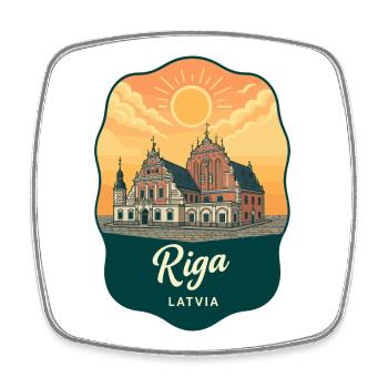 Riga House of the Blackheads Vintage Badge - Square fridge magnet - white - Front