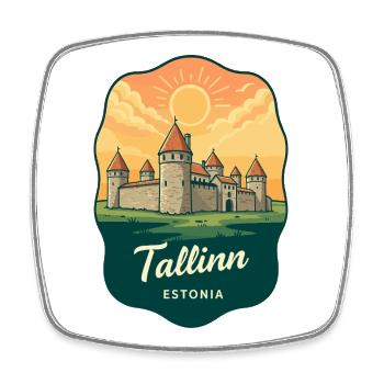 Écusson vintage de la ville médiévale de Tallinn - Magnet carré - blanc - Devant