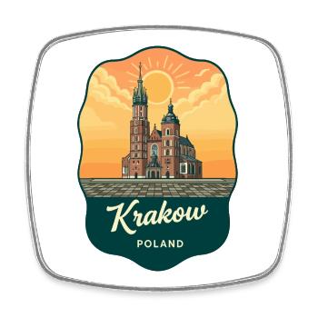 Retro-Abzeichen der St.-Marien-Basilika Krakau - Viereckiger Kühlschrankmagnet - Weiß - Vorne