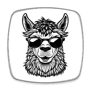 Llama face - Square fridge magnet - white - Front