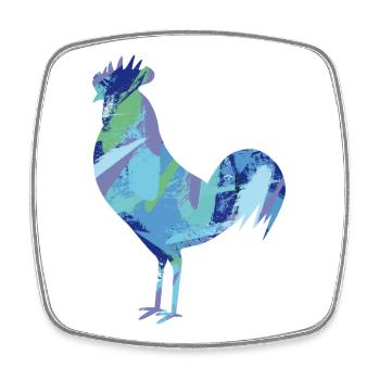 Fans de poulet - Coq - Coq - Poulet fleur - Bio - Magnet carré - blanc - Devant