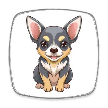 Chihuahua Cartoon Dog Kawaii - Magnet carré - blanc - Devant