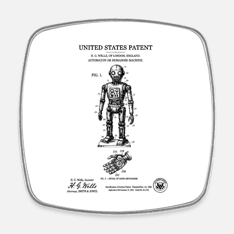 Humanoid Robot Patent – Vintage Technical Board - Viereckiger Kühlschrankmagnet - Weiß