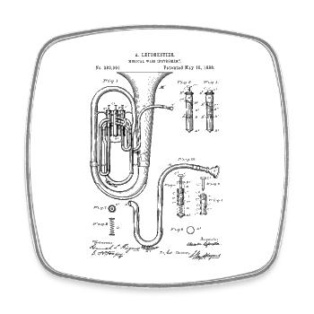 Patent Tuba Concerto Vintage Retro Technique - Square fridge magnet - white - Front