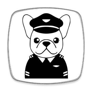 Frenchie Pilot Uniform Schwarz - Viereckiger Kühlschrankmagnet - Weiß - Vorne