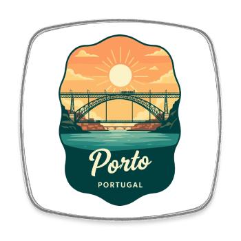 Insigne de voyage rétro du pont Luis de Porto Dom - Magnet carré - blanc - Devant