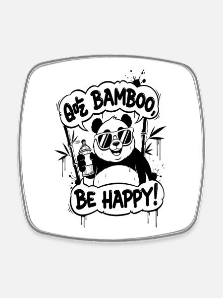 Panda Graffiti Be Happy - Magnet carré - blanc