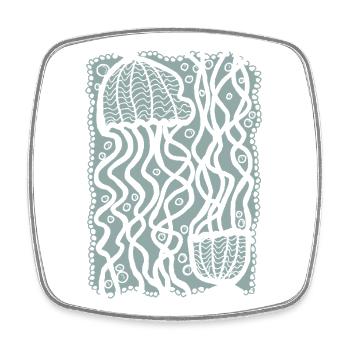 Jellyfish Ocean Hand Drawn - Square fridge magnet - white - Front