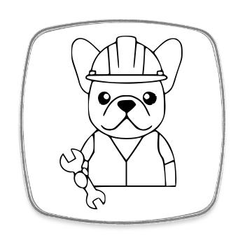 Frenchie Mechanic Tool - Square fridge magnet - white - Front