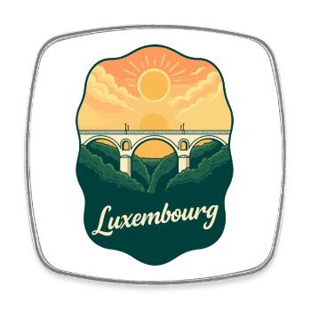 Emblème vintage du pont Adolphe du Luxembourg - Magnet carré - blanc - Devant
