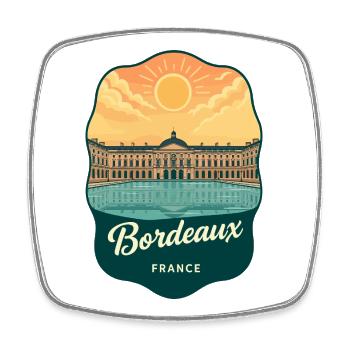 Emblème rétro de la Place de la Bourse à Bordeaux - Magnet carré - blanc - Devant
