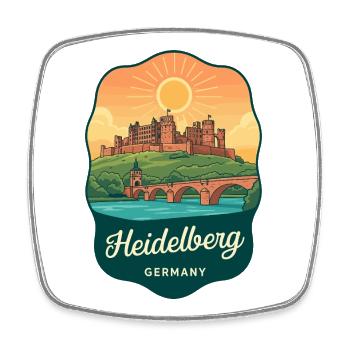 Heidelberg Castle Vintage Travel Badge - Square fridge magnet - white - Front