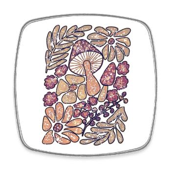 Pilzflora in Mystic Pink - Viereckiger Kühlschrankmagnet - Weiß - Vorne