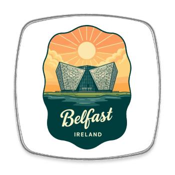 Belfast Titanic Vintage-Reiseabzeichen - Viereckiger Kühlschrankmagnet - Weiß - Vorne