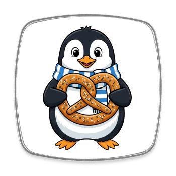 Süßer Pinguin mit Brezel Bayern Cartoon - Viereckiger Kühlschrankmagnet - Weiß - Vorne
