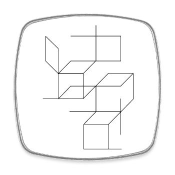 Komposition von Quadraten und Linien - Viereckiger Kühlschrankmagnet - Weiß - Vorne