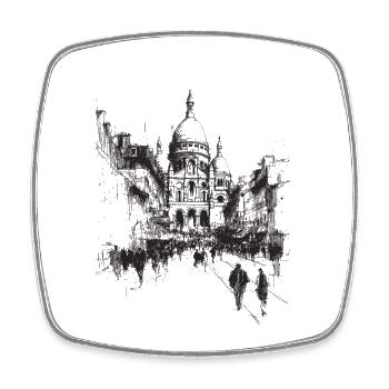 Stadtsilhouette mit Kuppel - Viereckiger Kühlschrankmagnet - Weiß - Vorne