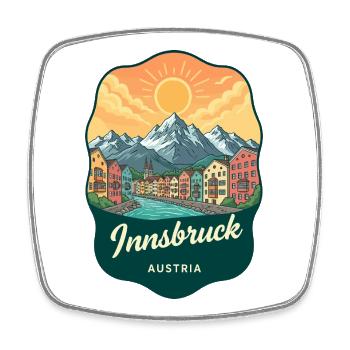 Innsbruck Alps Vintage Sunset Abzeichen - Viereckiger Kühlschrankmagnet - Weiß - Vorne