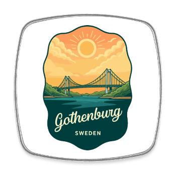 Badge de voyage rétro Sunset de Goteborg Suède - Magnet carré - blanc - Devant