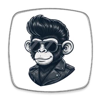 Cool Monkey Chimpanzee Lunettes de Soleil Rock and Roll - Magnet carré - blanc - Devant