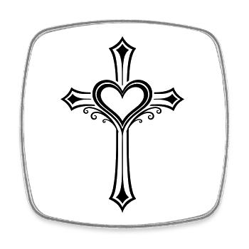 Kreuz Herz Symbol Jesus - Viereckiger Kühlschrankmagnet - Weiß - Vorne