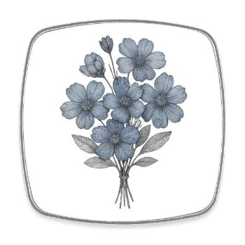 Blaues Blumenbouquet Aquarell - Viereckiger Kühlschrankmagnet - Weiß - Vorne