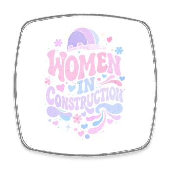 Women in Construction – Pastel Retro - Square fridge magnet - white - Front