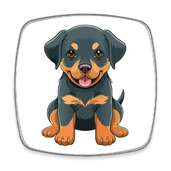 Rottweiler Welpe Cartoon  - Viereckiger Kühlschrankmagnet - Weiß - Vorne