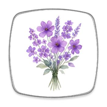 Bouquet aquarelle lavande - Magnet carré - blanc - Devant