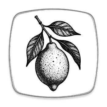 Illustration : citron pendu à la texture pointillée - Magnet carré - blanc - Devant