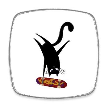 Skateboard pour chat - Magnet carré - blanc - Devant