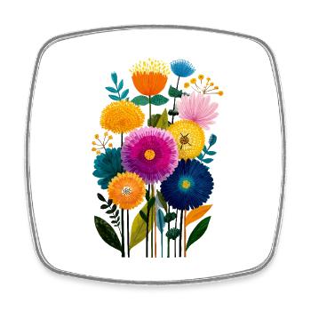 Colorful Blossoms Bouquet Illustration - Square fridge magnet - white - Front