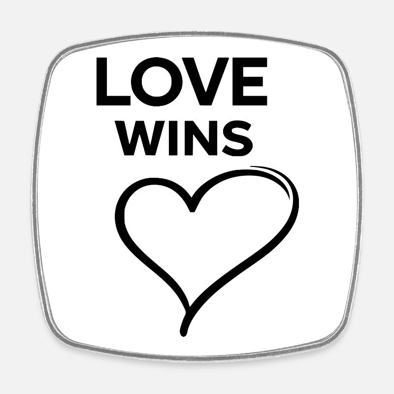 L’amour gagne Rainbow Love Statement Design - Magnet carré - blanc