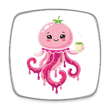 Kawaii Matcha Qualle süß - Viereckiger Kühlschrankmagnet - Weiß - Vorne