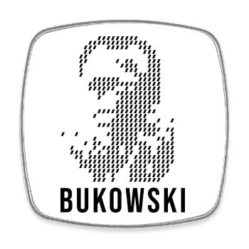 Charles Bukowski geometric design portrait - Square fridge magnet - white - Front