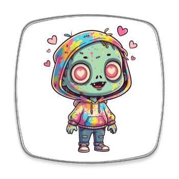 Farbenfroher Zombie im Hoodie - Viereckiger Kühlschrankmagnet - Weiß - Vorne
