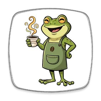 Délice Café Barista Grenouille - Magnet carré - blanc - Devant