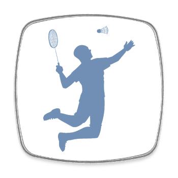 Conception minimaliste de silhouettes de badminton - Magnet carré - blanc - Devant