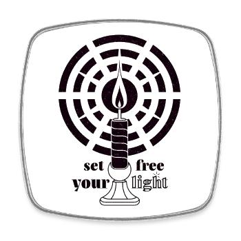 Dark Magenta Glow – Minimalist Art Deco Candle - Square fridge magnet - white - Front