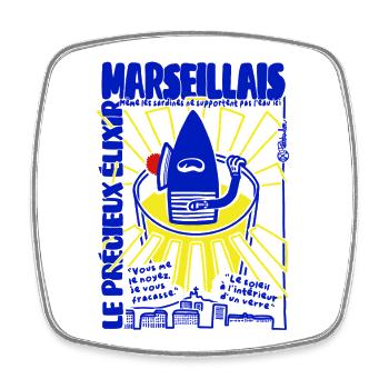 Apéritif Marseillais  - Magnet carré - blanc - Devant