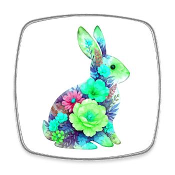 Hase Wasserfarben Blumen Ostern - Viereckiger Kühlschrankmagnet - Weiß - Vorne