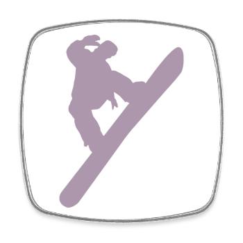 Silhouette de snowboarder Sport d’hiver Neige - Magnet carré - blanc - Devant